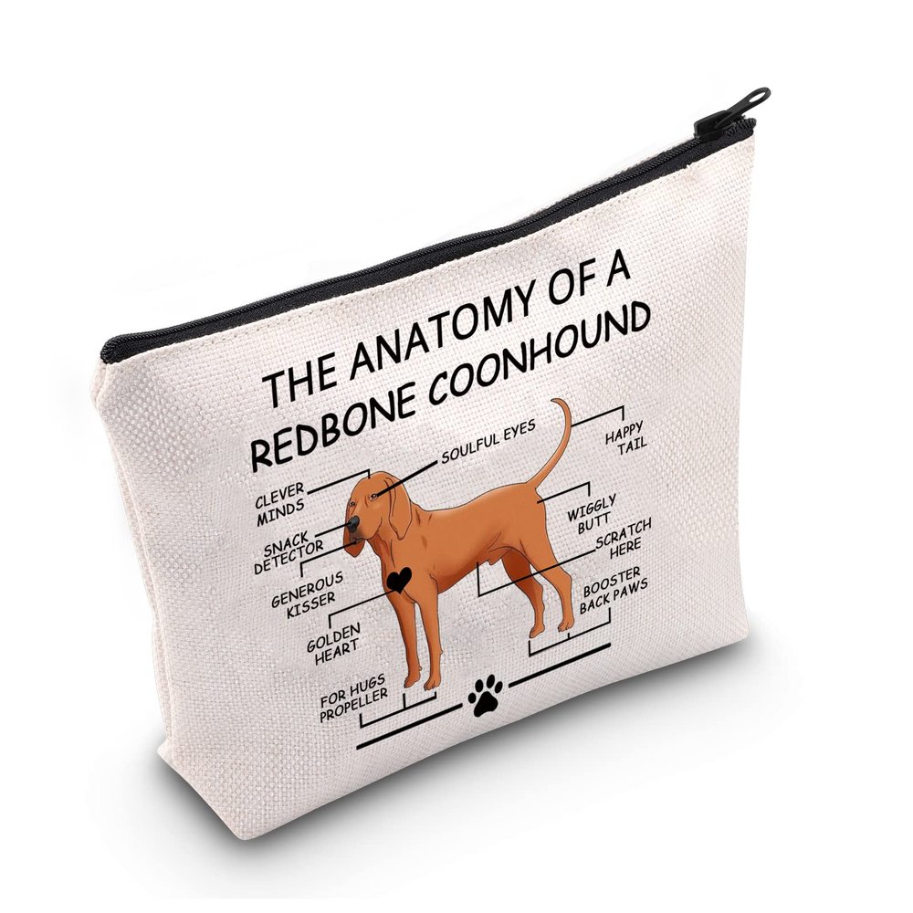 LEVLO Funny Redbone Coonhound Lovers Gifts The Anatomy of A Redbone Coonhound Clever Minds Cosmetic Bags Veterinary Mom Travel Toiletry Bags(Redbone Coonhound)
