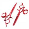 Hair Cutting Scissors, 6 Inch Red Professional Salon Japanese Stainless Steel Cutting Thinning Barber Hair Scissors Swivel Set view 1