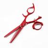 Hair Cutting Scissors, 6 Inch Red Professional Salon Japanese Stainless Steel Cutting Thinning Barber Hair Scissors Swivel Set view 4