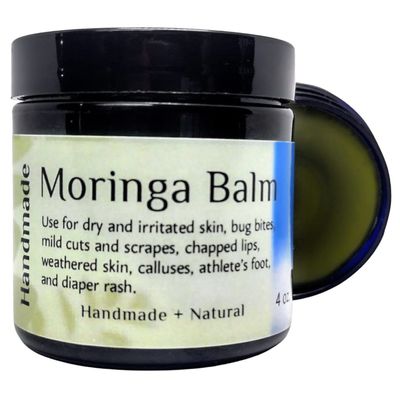 Moringa Balm 4oz, Multi-Use, Unscented, All-Natural, Eczema, Diaper Rash, Psoraisis, Anti Itch Cream, Dermatitis, Cutical Care, Dry Hands