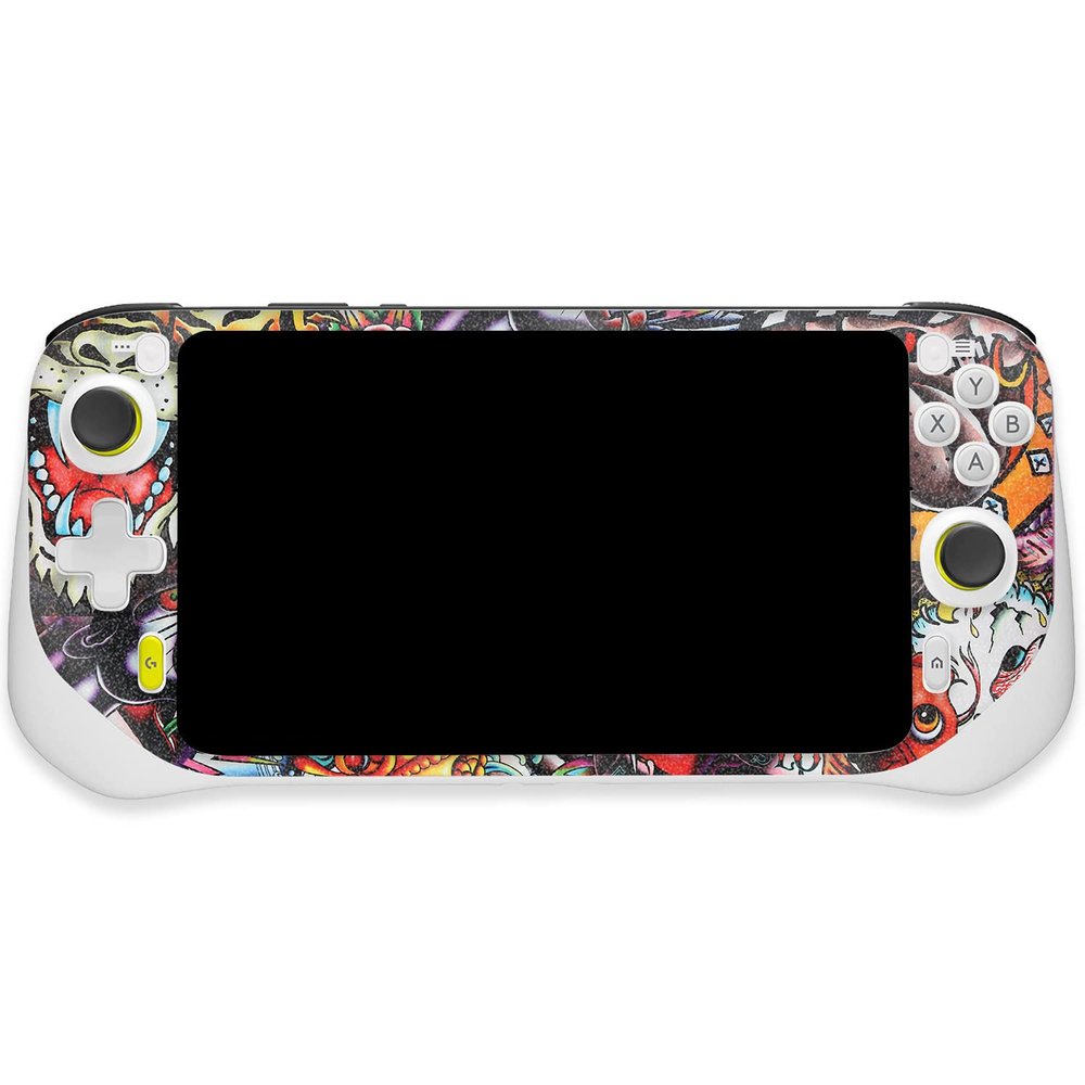 MightySkins Glossy Glitter Skin Compatible with Logitech G Cloud Gaming Handheld - Old School Tattoo | Protective, Durable High-Gloss Glitter Finish | Easy to Apply | Made in The USA