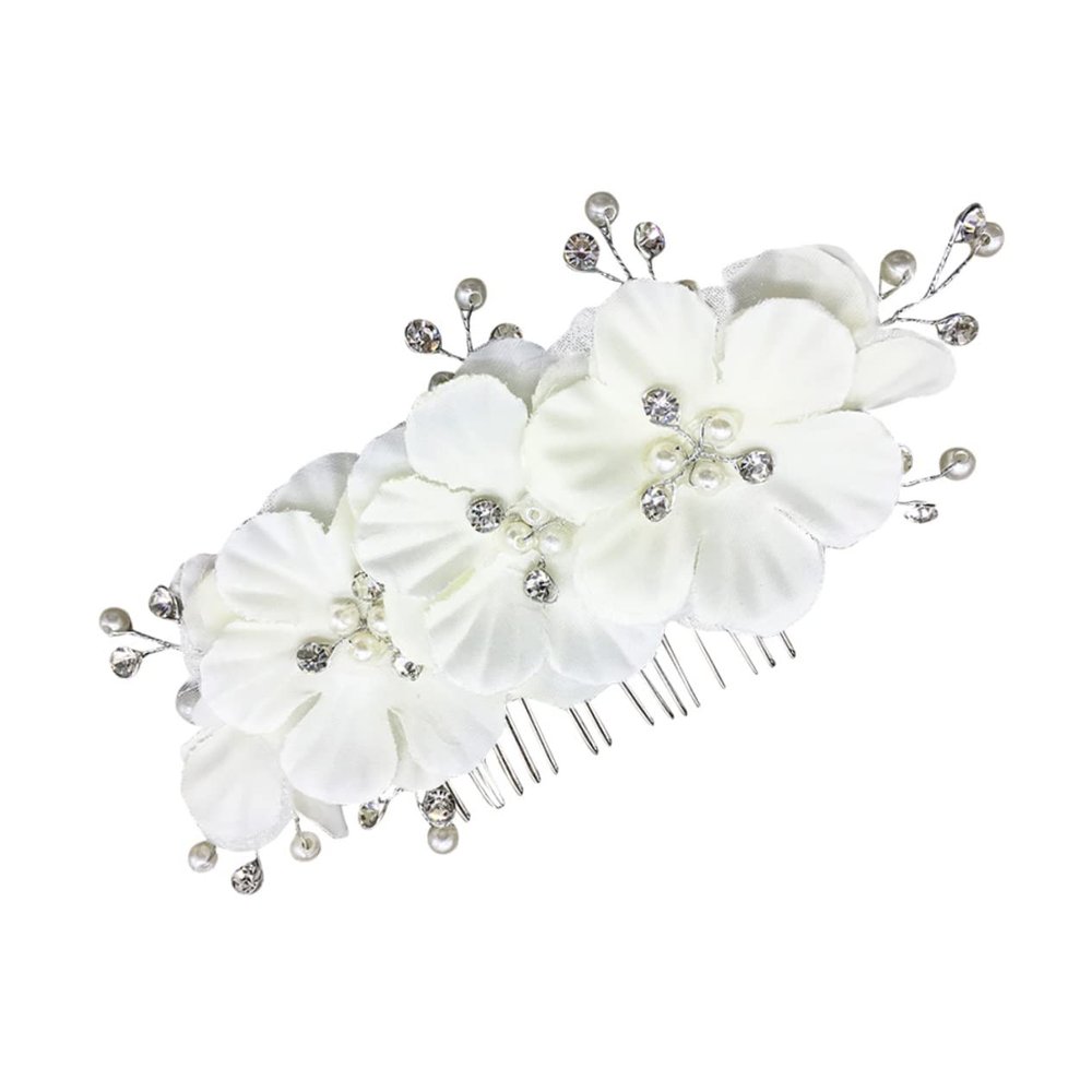 BIUDECO Rhinestones Floral Wedding Hair Comb Elegant Bridal Side Comb Accessory for Engagement Prom and Parties Lightweight Comfortable Chic Design for Stunning Looks