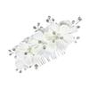 BIUDECO Rhinestones Floral Wedding Hair Comb Elegant Bridal Side Comb Accessory for Engagement Prom and Parties Lightweight Comfortable Chic Design for Stunning Looks view 1