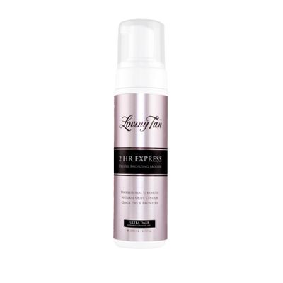 Loving Tan 2 HR Express Self Tanning Mousse, Ultra Dark - Streak Free, Natural, Professional Quality - 5+ Sunless Self Tanner Applications per Bottle, Cruelty Free, Naturally Derived DHA - 6.7 FL Oz