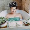 Healeved Three Decorative Shower Cap Hair Cap for Women Lightweight Comfortable Bathing Hat for All Hair Lengths Portable Reusable Design for Travel and Home Use view 2