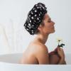 Healeved Three Decorative Shower Cap Hair Cap for Women Lightweight Comfortable Bathing Hat for All Hair Lengths Portable Reusable Design for Travel and Home Use view 4