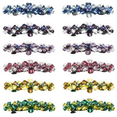 Dz Pk, 12 Count, JCGY Mid Size 5 Flower Barrettes French Clip Hair Barrettes 2 Ea 6 Colors GL86400-10-D
