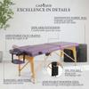 CAPHAUS 84 Inch Memory Foam Massage Table, 28 Inch Wide Foldable & Portable Massage Bed, Facial Cradle Salon Bed Wooden Legs & Carry Case, Height Adjustable Spa Bed, Purple view 4
