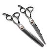 Hair Cutting Scissors, 7 Inch Professional Japan 440c Steel Black Flame Gem Hair Scissors Cutting Barber Tools Haircut Thinning Shears Hairdresser Scissors ( Color : Set ) view 2