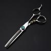 Hair Cutting Scissors, 6 Inch Professional Japan 440c Steel Green Gem Hair Scissors Cutting Barber Tools Tiger Haircut Thinning Shears Hairdresser Scissors ( Color : Set with bag ) view 4