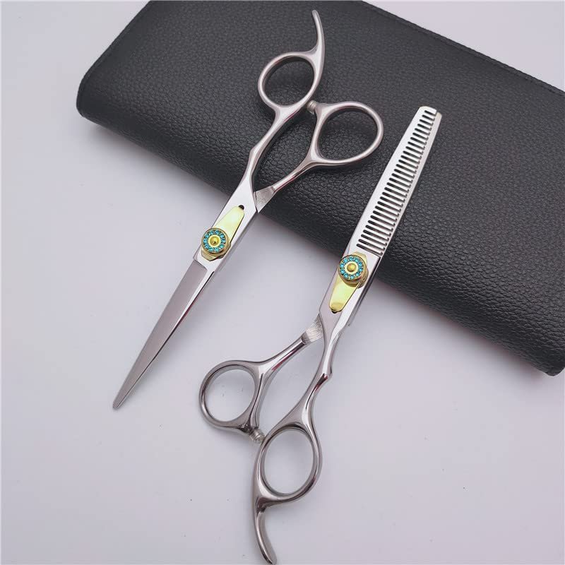 Hair Cutting Scissors, 6 Inch Professional Japan 440c Steel Silver Hair Scissors Cutting Barber Haircut Thinning Shears Hairdresser Scissors set