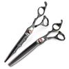 Hair Cutting Scissors, 7 Inch Professional Japan 440c Steel Black Flame Gem Hair Scissors Cutting Barber Tools Haircut Thinning Shears Hairdresser Scissors ( Color : Set with bag ) view 2