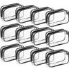 12 Pieces Clear Cosmetics Bag PVC Zippered Clear Toiletry Carry Pouch Portable Cosmetic Makeup Bag Waterproof Makeup Bag Vinyl Plastic Organizer Case for Vacation Bathroom (Black,Large) view 1