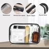 12 Pieces Clear Cosmetics Bag PVC Zippered Clear Toiletry Carry Pouch Portable Cosmetic Makeup Bag Waterproof Makeup Bag Vinyl Plastic Organizer Case for Vacation Bathroom (Black,Large) view 3