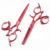 Hair Cutting Scissors, 6 Inch Professional Japan 440c Red Fly Rotate Hair Scissors Cutting Barber Haircut Thinning Shears Hairdressing Scissors ( Color : Set ) view 1