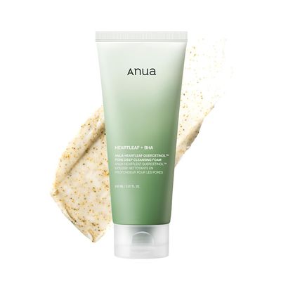 ANUA Heartleaf Quercetinol Pore Deep Cleansing Foam, Facial Cleanser, for Double Cleansing, BHA, Hyaluronic Acid, Glycerin, Face Wash, Blackhead Remover, Korean Skincare (150ml/5.07 fl.oz.)