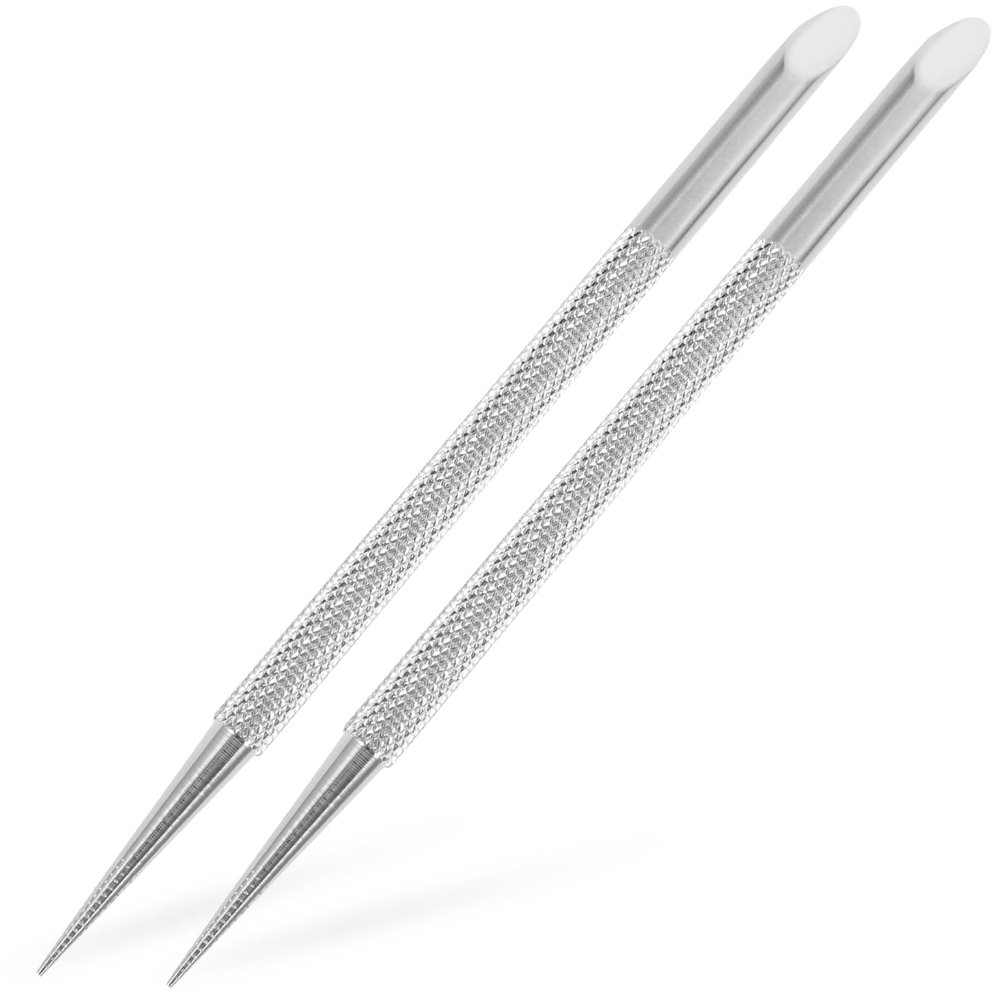 Beavorty 2pcs Stainless Steel Cuticle Pusher Nail Cleaner Remover Cutter Manicure Pedicure Tool for Fingernails Toenails