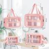 Aucuu 5PCS Clear Toiletry Bags, Wash Bag, Clear PU Makeup Bag, Waterproof Toiletry Travel Bag with Zipper Handle, Portable Airport Cosmetic Bag for Travel Bathroom Men Women (Pink) view 4