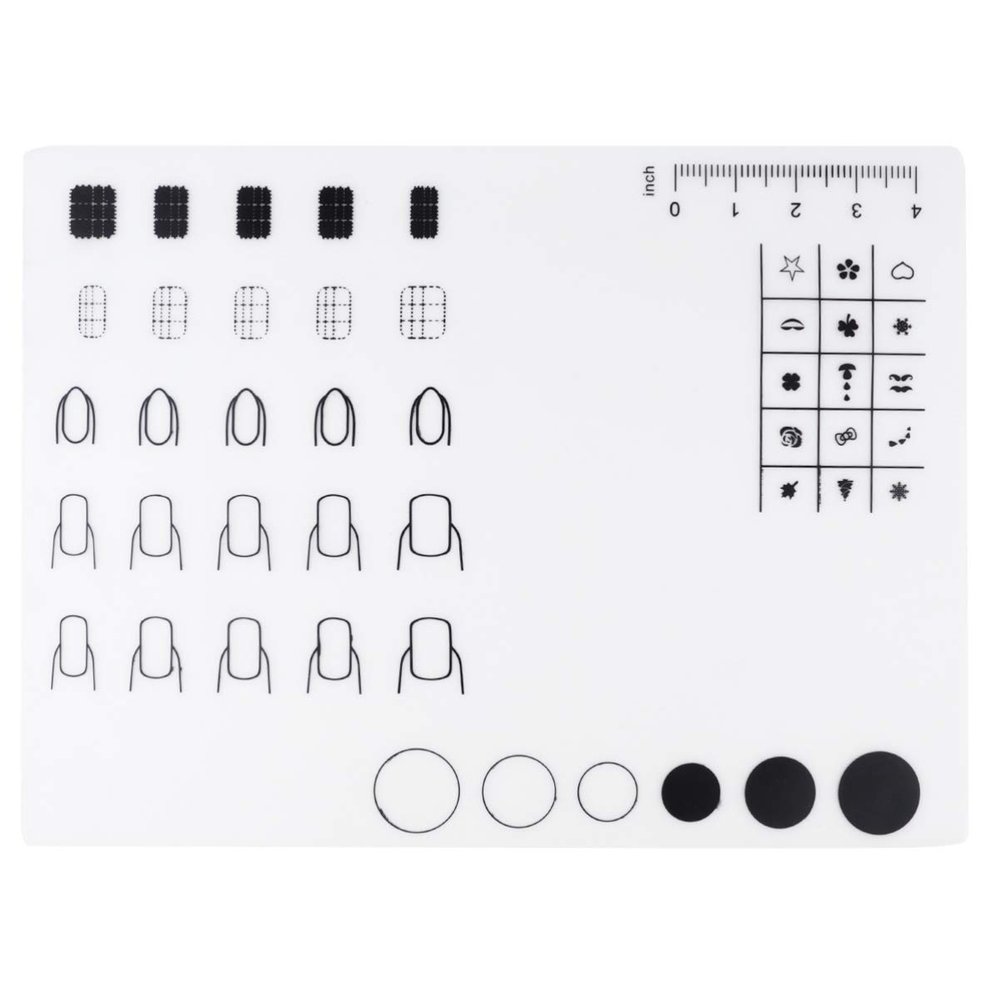 Beaupretty Nails Silicone Mat for Nail Art Stamping and Practice Flexible Manicure Pad Ruler Easy Cleanup and Storage and Decals Pattern b