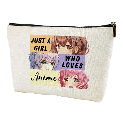 Anime Fans Makeup Bag Anime Lover Gift - Just A Gl Who Loves Anime, Travel Cosmetic Bag For Women