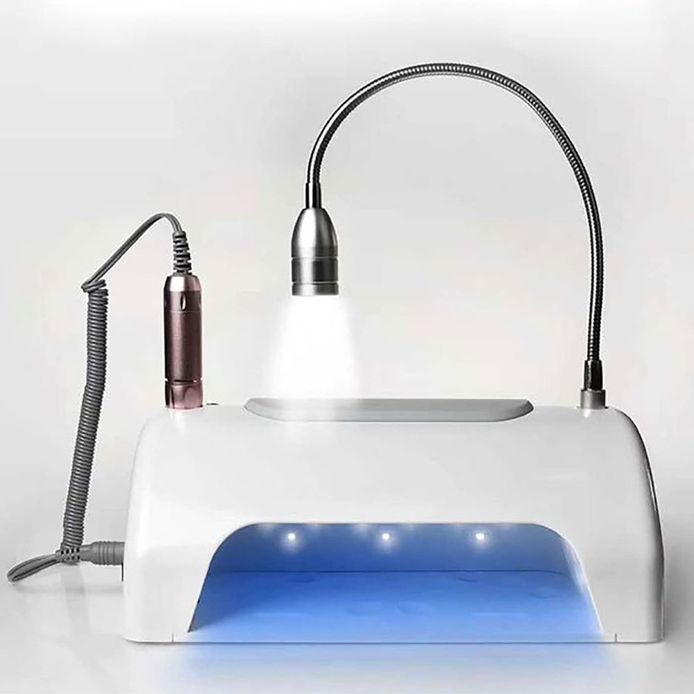 5 in 1 Nail Dust Collector with Drill, Multifunctional Electric Nail Drill Machine with Dust Collector LED Desk Lamp Hand Rest Pillow for Acrylic Nails for Nails Salon & Home Manicure