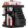 HEMTROY Rotating Makeup Organizer with 6 Drawers[New Updated], Multifunctional Cosmetics Organizer for Vanity Countertop, Square Jewelry Storage, Skincare Organizer for Makeup Holder (Plus Size-Black) view 1