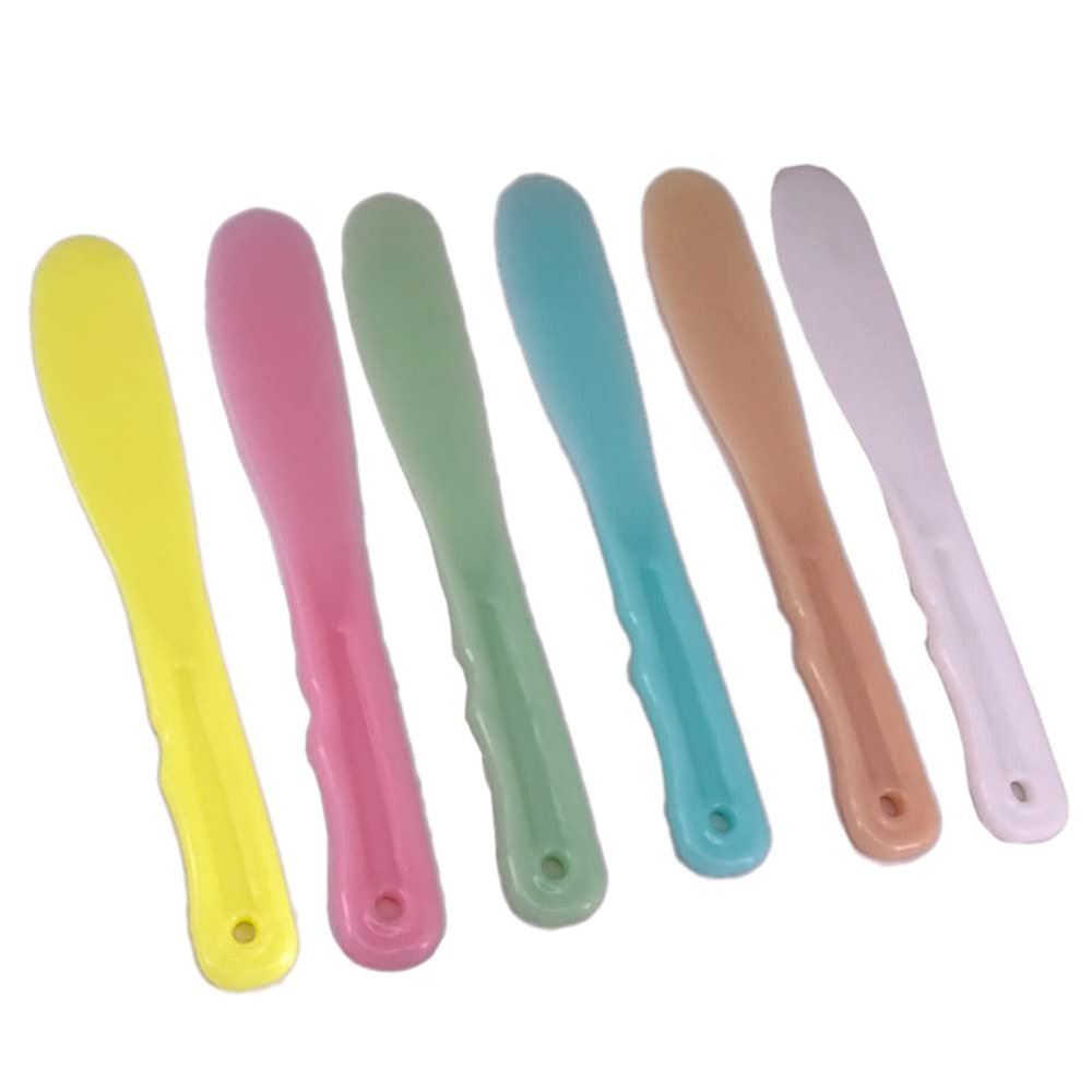 6 Pcs Plastic Cosmetic Spatula Cosmetic Mask Mixing Spoon Spatulas Facemask Stirrer Mixing Spatula Stick Cosmetic Mask Mixing Spoon Spatulas Stick Applicator for Home Salon, Random Color