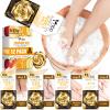 nbc BeautiLab Pedicure Kit Foot Soak Set: Bubble Salt, Sugar Scrub, Massage Mask, Massage Lotion in a Box, 4 Step Foot Spa Kit for Dry Feet,Tired Feet3 Set Golden petals) view 1