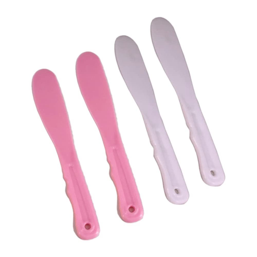 4 Pcs Plastic Cosmetic Spatula Cosmetic Mask Mixing Spoon Spatulas Facemask Stirrer Mixing Spatula Stick Cosmetic Mask Mixing Spoon Spatulas Stick Applicator for Home Salon, Pink, White