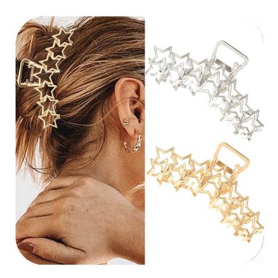 BARTOSI Star Hair Claw Clips Gold Metal Hair Clips Large Claw Clips Fancy Hair Accessories for Women (Pack of 2)