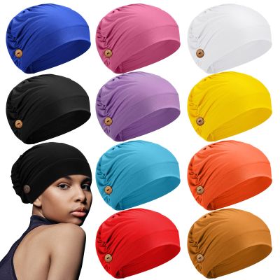 Geyoga 10 Pcs Soft Bouffant Caps with Buttons Gourd-Shape Adjustable Scrub Caps for Women Men, One Size, Multi-Color(Bright Colors)