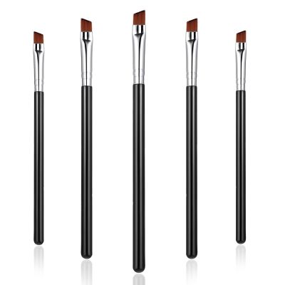 WLLHYF 5Pcs Angled Eyeliner Brush, Fine Slanted Flat Angle Eye Liner Eyebrow Brush Eye Makeup Brush Soft Fibers Synthetic Bristles Eye Makeup Tool