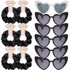 Loanzeg Satin Bridesmaid Scrunchies Bachelorette Hair Ties Set of 6 sunglasses Bridal Shower No Damage Hairties ideas Gift for Wedding Party Favors Bridesmaid Proposal Gifts (Black) view 1