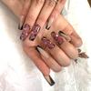 FRUJCDKI Real Nails Gel Series French Pressed Nails Coffin Long Black Butterfly Rhinestone Nails Design Acrylic Full Coverage Artificial Shiny Fake Nails for Women and Girls (Butterfly-S) view 2