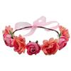 Adjustable Corolla Bohemian Headband Rattan Wreath Wedding bride Hair hoop Party Christmas beach party Hair accessories (Watermelon red) view 1