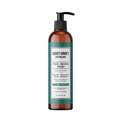 ABBOT KINNEY APOTHECARY Beard Wash, Sulfate Free Men's Face Wash, Softens Facial Hairs, Removes Dandruff and Dirt, Beard Shampoo with Tea Tree Oil and Natural Ingredients, 8 Fl Oz