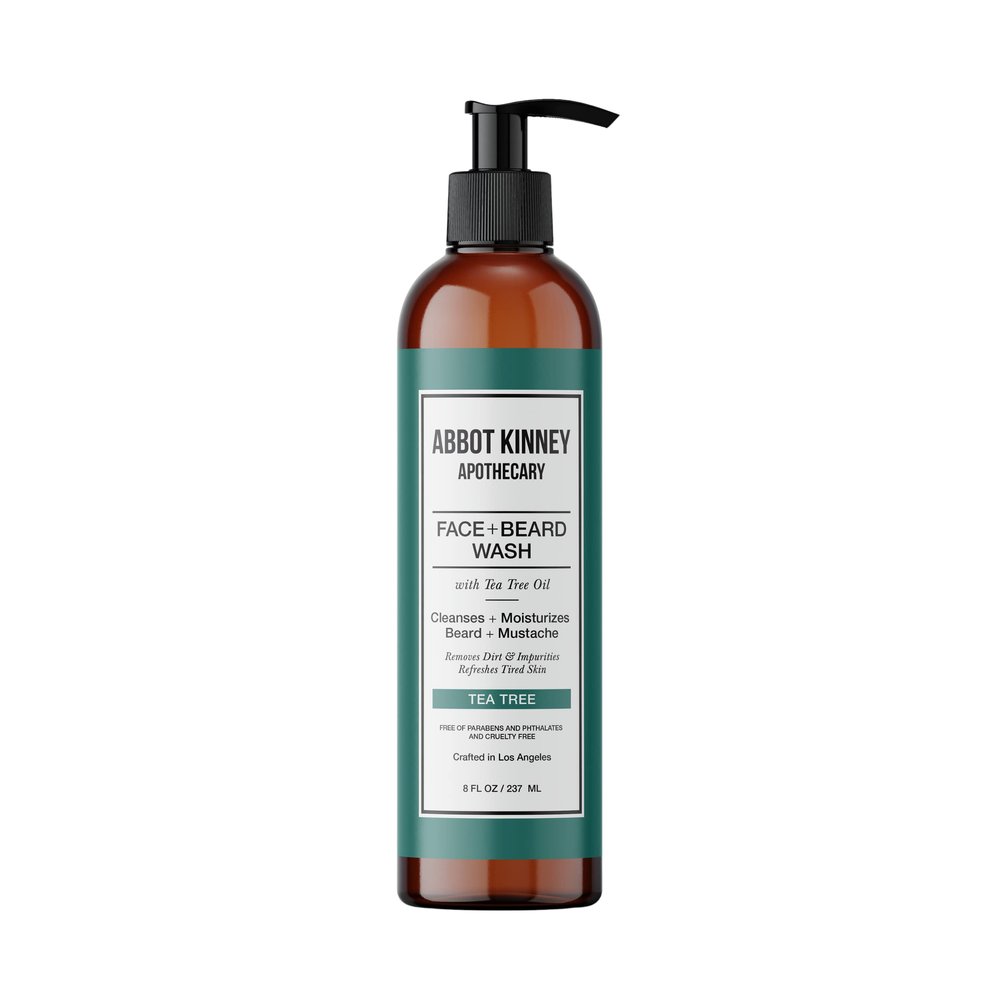 ABBOT KINNEY APOTHECARY Beard Wash, Sulfate Free Men's Face Wash, Softens Facial Hairs, Removes Dandruff and Dirt, Beard Shampoo with Tea Tree Oil and Natural Ingredients, 8 Fl Oz