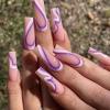Long Matte Press on Nails Colorful Square Coffin Fake Nails Full Cover Acrylic False Nails for Women and Girls 96PCS view 2