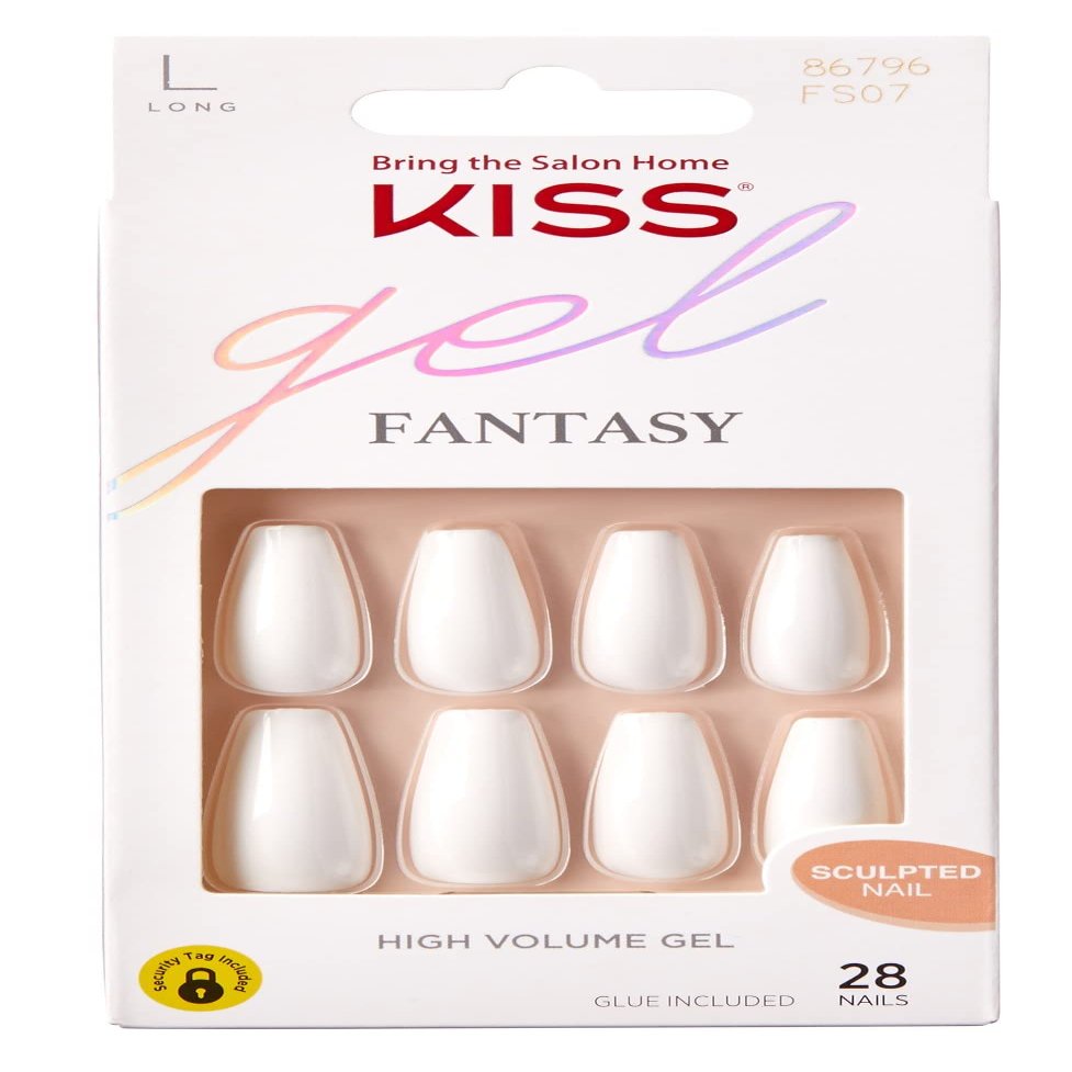 Kiss Gel Fantasy Collection 28 Count White Long Length (Pack of 3)