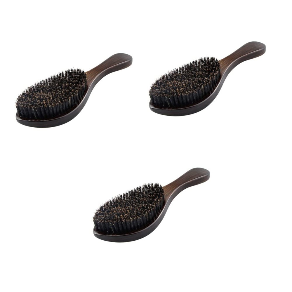 LALAFINA 3pcs Wooden Handle Men Beard Brush Portable Hair Styling Tool Professional Bristles for Beard Care for Bearded Gentleman