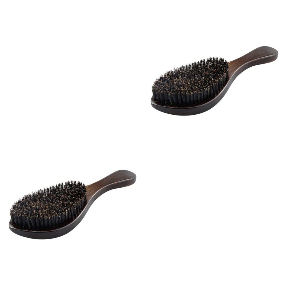 LALAFINA 2pcs Beard Brush for Men Professional Bristle Styling Supply Portable Wooden Handle Mustache Brush Promotes Beard