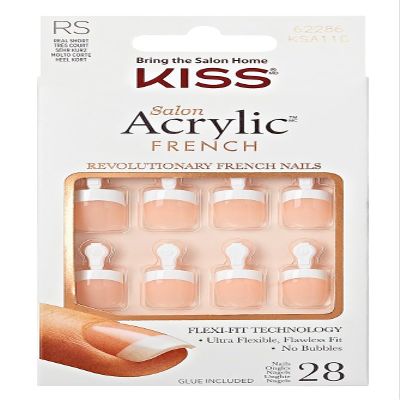 Kiss Salon Acrylic French 28 Count Real Short Length Nude (Pack of 6)