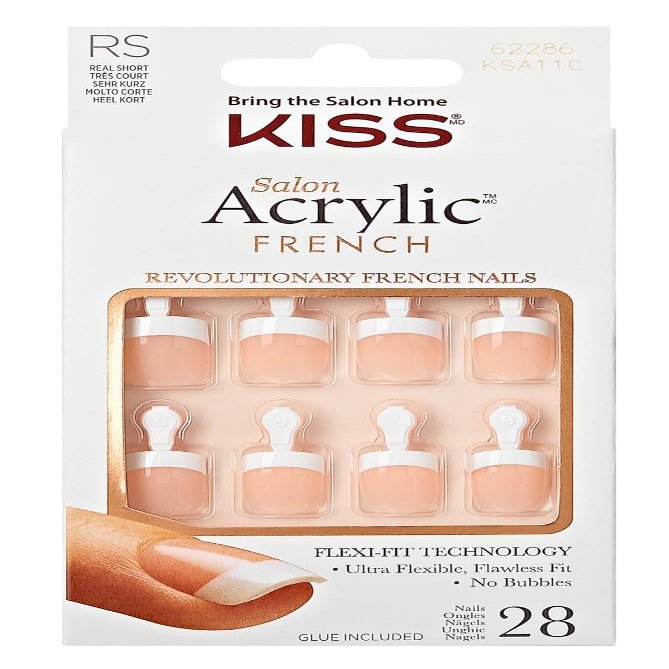 Kiss Salon Acrylic French 28 Count Real Short Length Nude (Pack of 6)