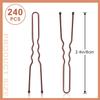 U Shaped Hair Pins, 240Pcs Brown U Pins Hair Pins for Buns Updos Hair Grip Bulk for Hairstyle with Storage Box, 2.4inch view 2