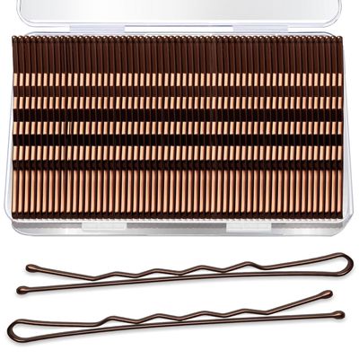 2.76" Large Bobby Pins Brown, AITRAI 240PCS Extra Long Bobby Pins for Thick Hair Jumbo Hair Pin for Women with Box