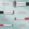 2Pcs Contour Brush Dual-ended Foundation Brush Black&Red Makeup Brushes Set + 1Pc Blue Foundation Brush for Liquid Makeup view 4