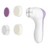Bella Ciao 6-Piece Facial Cleansing and Exfoliating Set with Soft Facial Brush, Rolling Massager Head, Latex Sponge, Makeup Sponge, and Callus-Remover Disc, Batteries Not Included, Lavender view 2