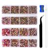 10400PCS Rose Pink AB Flat Back Rhinestones, Round Non-Hotfix Jelly Nail Gems Rhinestone with Tweezer and Picker Pencil for Crafts Tumblers Nail Art & DIY Decoration view 1