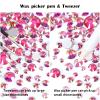 10400PCS Rose Pink AB Flat Back Rhinestones, Round Non-Hotfix Jelly Nail Gems Rhinestone with Tweezer and Picker Pencil for Crafts Tumblers Nail Art & DIY Decoration view 4