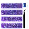 10400PCS Purple AB Resin Flat Back Rhinestones, Round Non-Hotfix Jelly Nail Gems Rhinestone with Tweezer and Picker Pencil for Crafts Tumblers Nail Art & DIY Decoration view 1